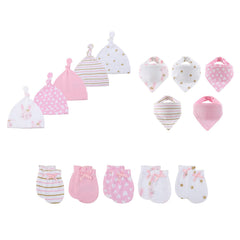 JELYLOVE 15 Pack Unisex New Born Boy Girls Hats Mittens Sets Cotton Soft Infant Accessory 0-6 Months Baby Essentials