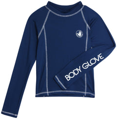 Body Glove Boys Long Sleeve Rash Guard Shirt – UPF 50+ Quick Dry Sun and Sand Protection Swim Shirt – Kids Swimwear (5-14) Size 5 Navy Long Sleeve