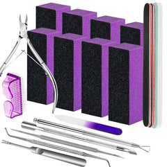 FANDAMEI Nail Care Kit Nail Buffers and Files Nail Cuticle Tools Kit Nail Manicure Tools Finger Nail File Set Nail Buffer Block Nail Cuticle Nippers Ingrown Toenail Tools Nail Care Tool Kit
