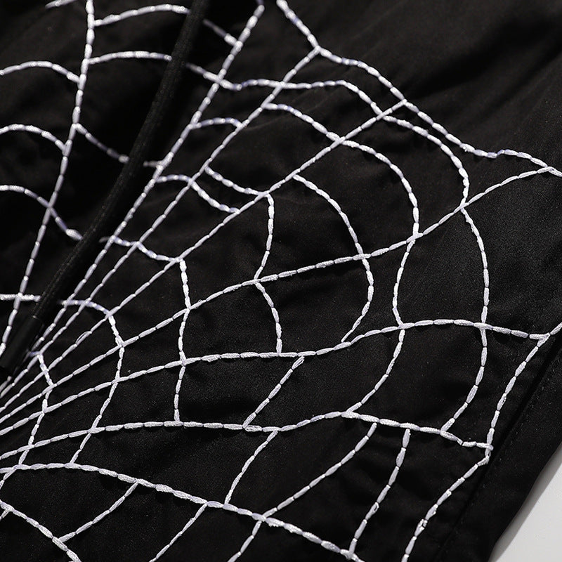 Spider Web Embroidered Loose Casual Pants
