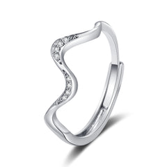 Fashion Water Wave Silver Ring