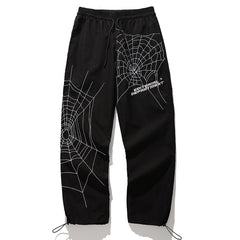 Spider Web Embroidered Loose Casual Pants