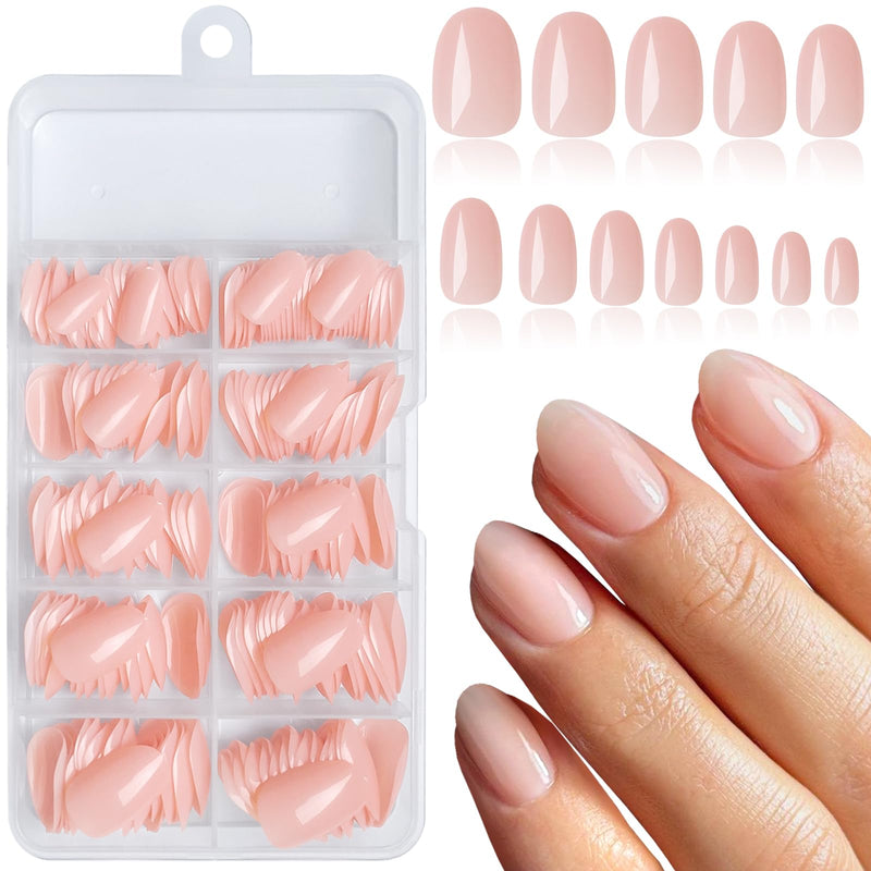 Lifextol Short Press on Nails Almond Fake Nails False Stick on Nails Press ons 240pc Acrylic Pink Press on Nails Short Almond Glue on Nails with Nail Glue Adhesive Tabs for Women Girls Kids